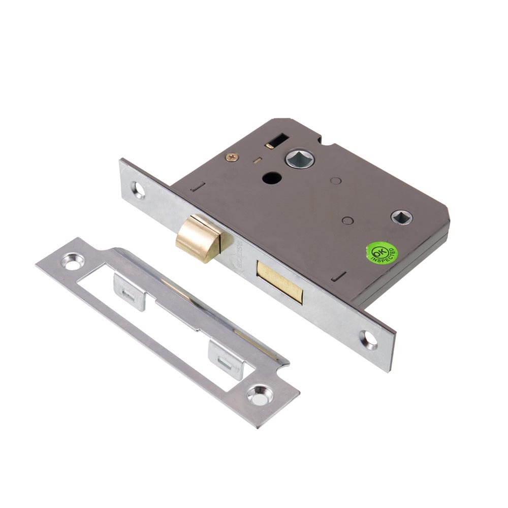 63mm Steel Bathroom Lock - Satin Chrome